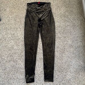 Spanx black and gold velvet leggings